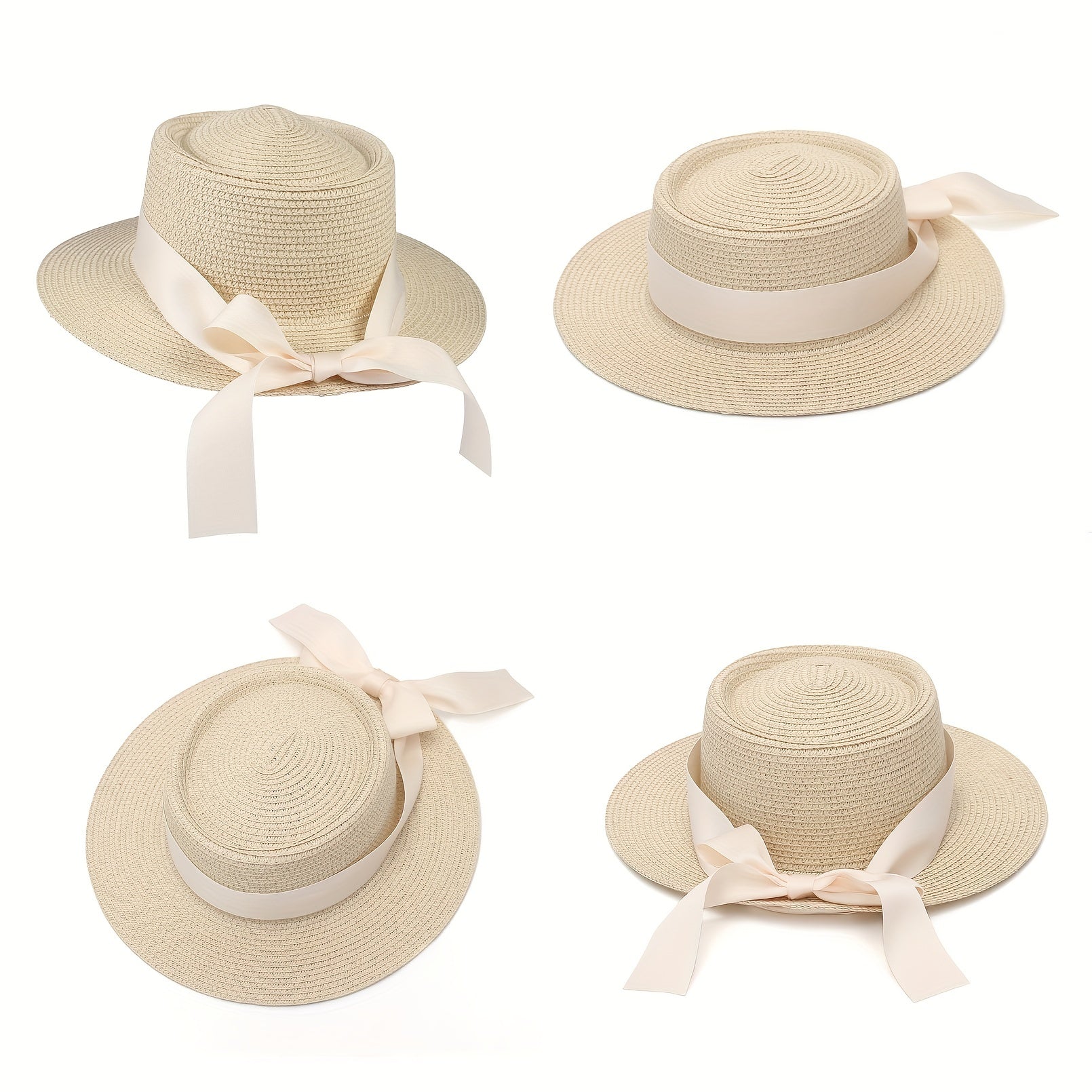 Paper Woven Ribbon Sun Hat for Beach Holiday Travel