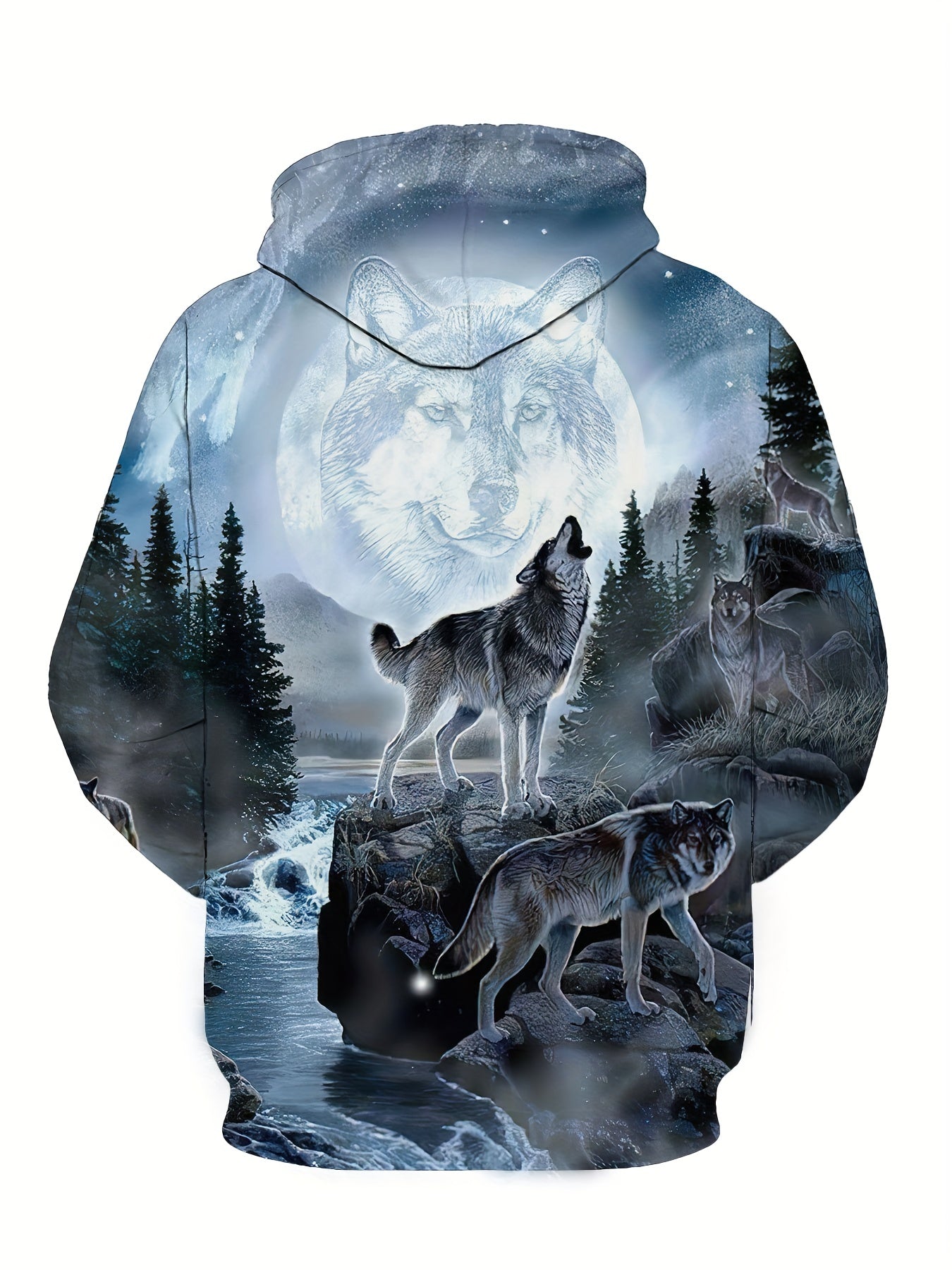 Wolf 3D Print Hoodie Men Graphic Hooded Pullover Autumn Winter