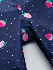 Kids Cartoon Strawberry Print Rain Overall Jumpsuit