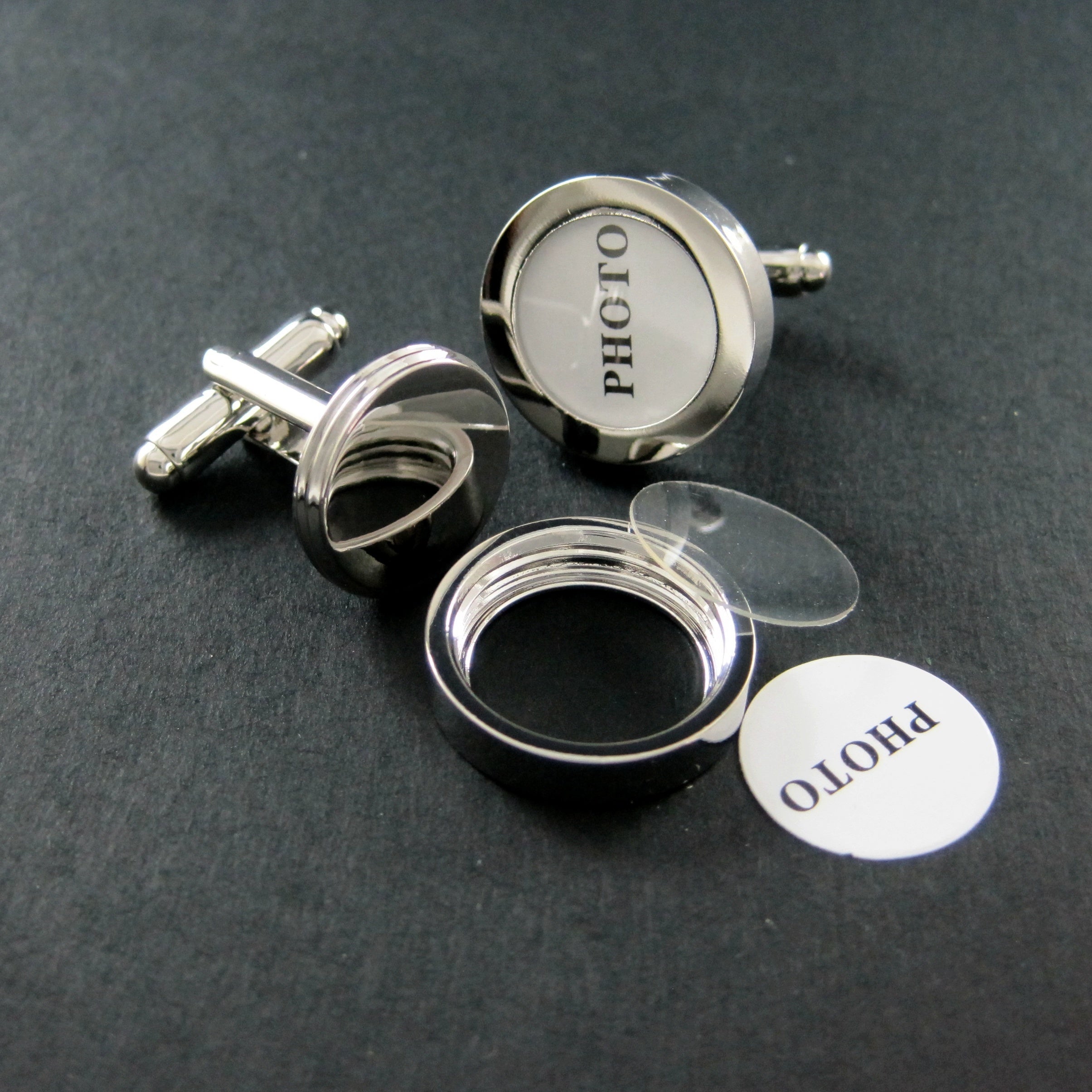 Copper Plated Round DIY Photo Cufflinks For Men