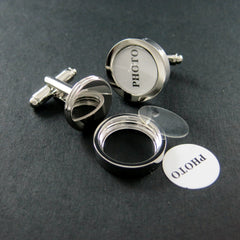 Copper Plated Round DIY Photo Cufflinks For Men