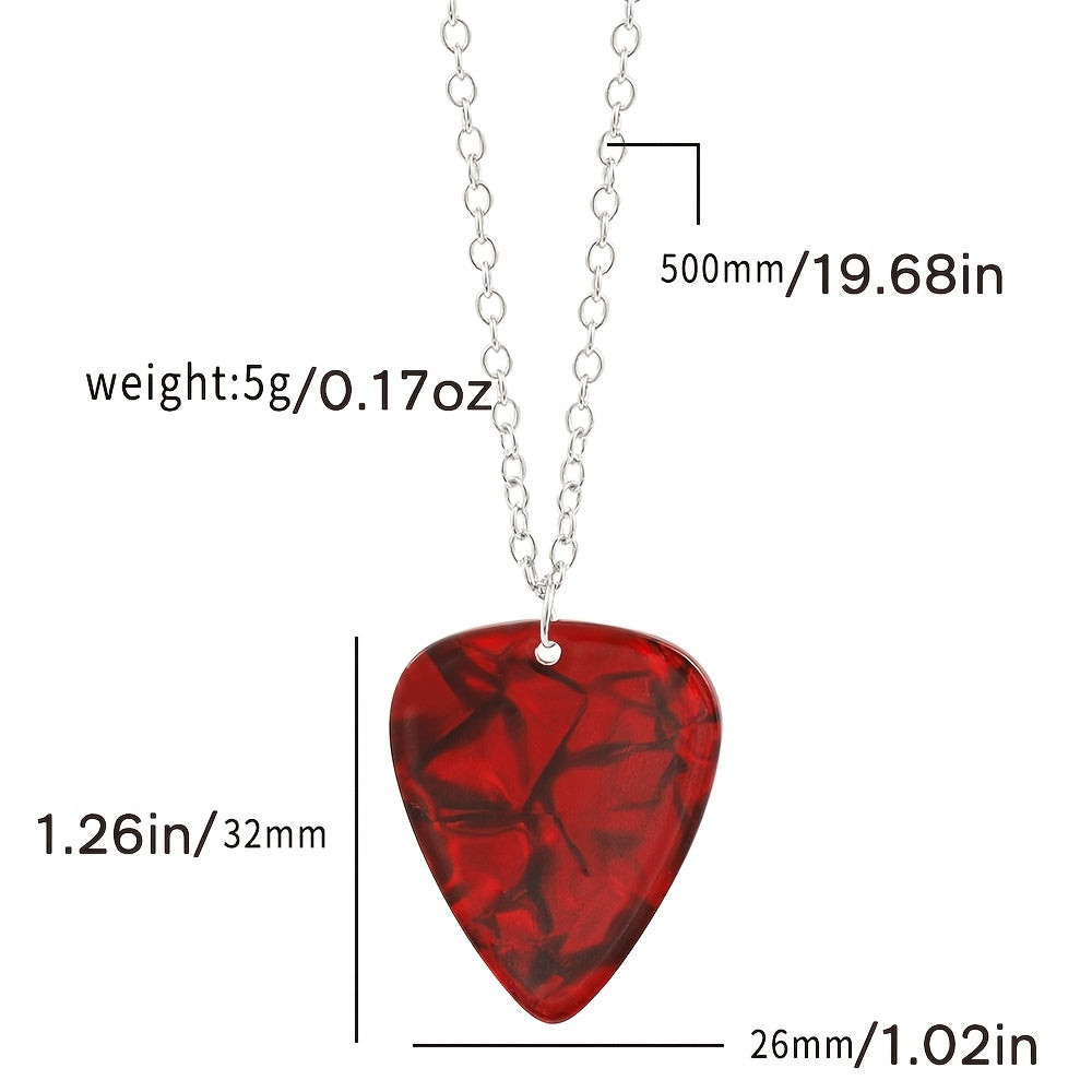 Acrylic Red Heart Eddie Munson Guitar Pick Necklace