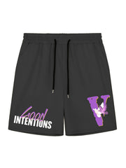Men's Casual Sports Loose GOOD INTENTIONS Graphic Pocket Elastic Waist Drawstrin