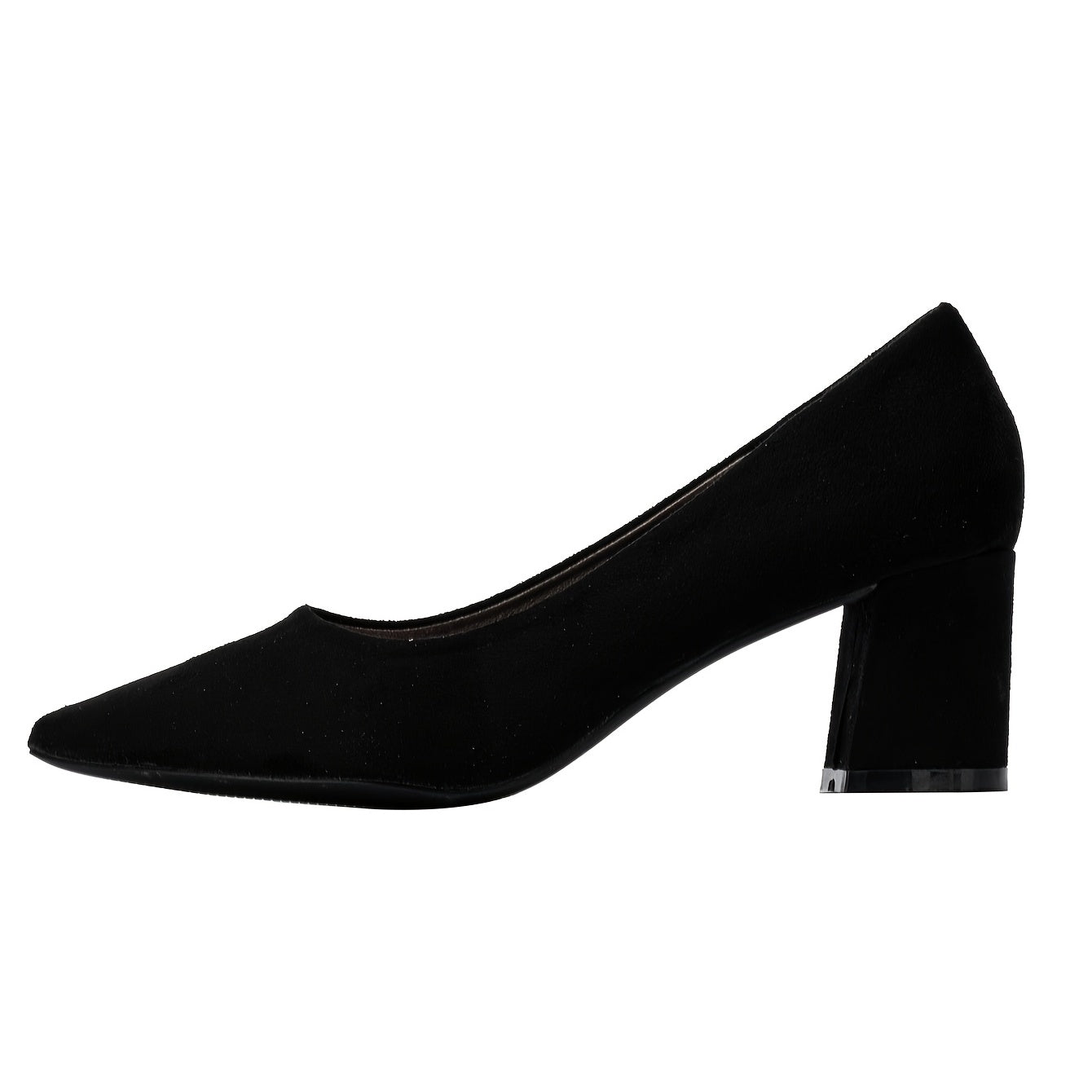 Point Toe Suedette Court Pumps Chunky Heeled Pumps