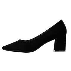 Point Toe Suedette Court Pumps Chunky Heeled Pumps