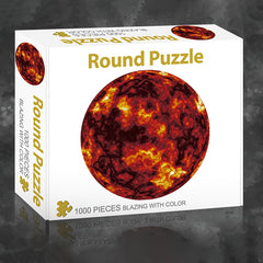 Golden Solar Flare Puzzle 1000pcs Round Celestial Wall Art