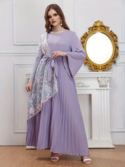 Abaya Dress Women's Plus Contrast Lace Bell Sleeve