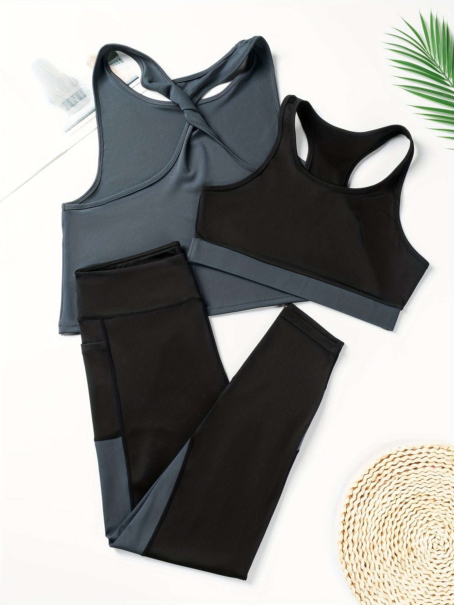 Colorblock Sports Set Bra Tank Leggings