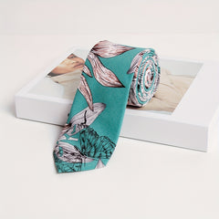 Green Floral Print Unisex Tie Casual Shirt Bow Tie