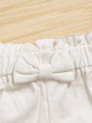 Baby Girls Bow Ruffle Elastic Waist Shorts