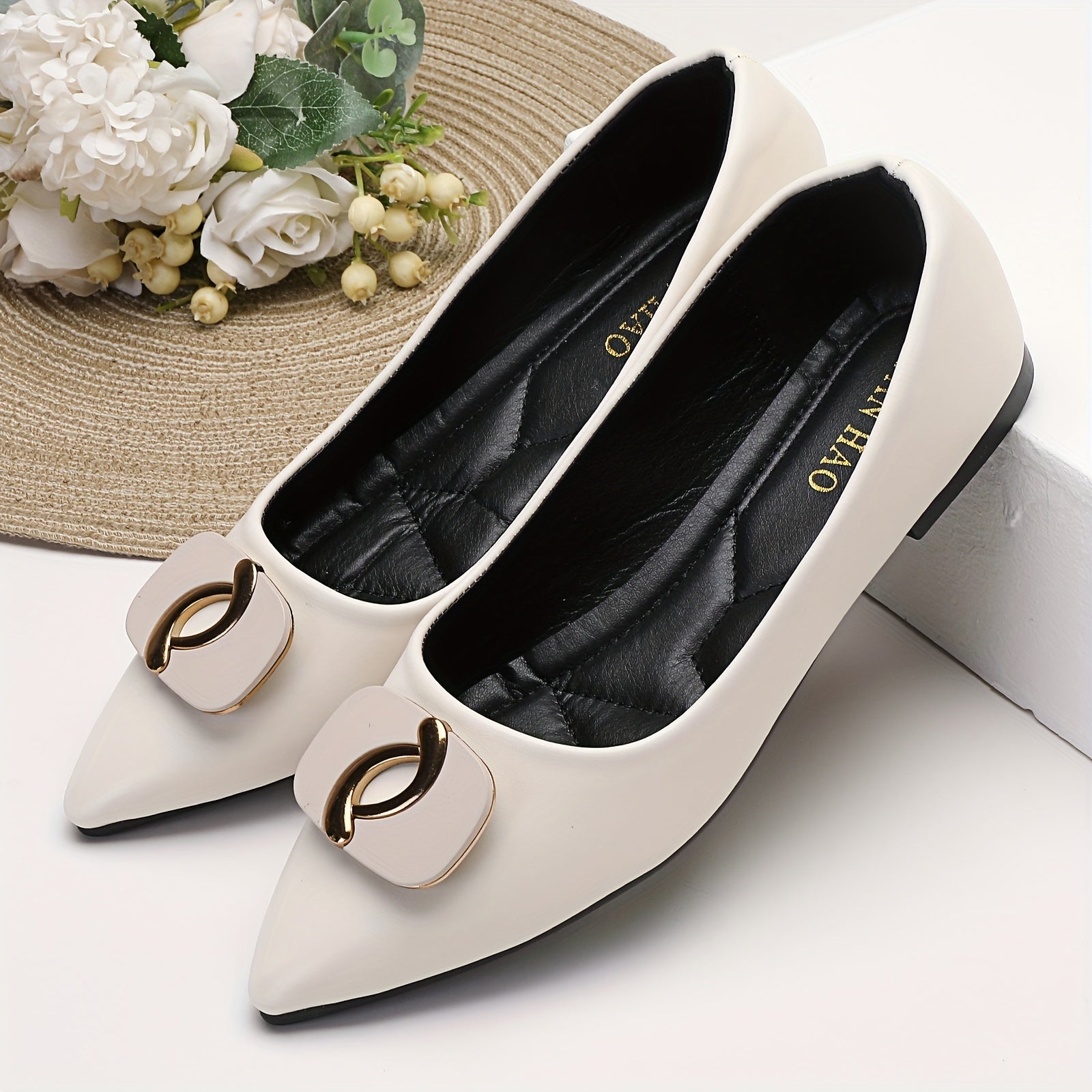 Women's Pointed Toe Ballet Flats Soft Sole Slip On Shoes