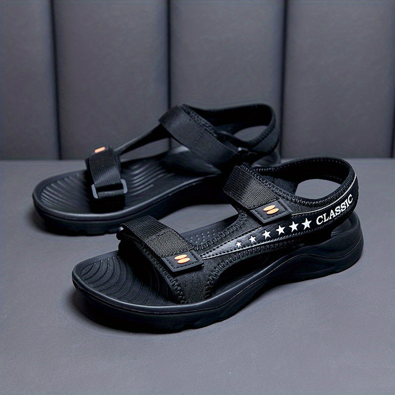 Men's Open Toe Hook And Loop Sandals Non Slip Comfortable Beach Shoes
