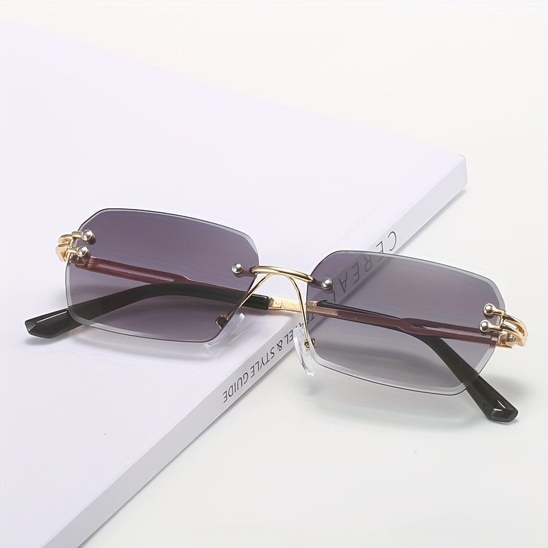 Men's Metal Cut Edge Sunglasses with Leather Eyewear Bag