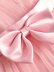 2pcs Baby Girls Cold Shoulder Bowknot Mesh Princess Dress & Headband Set