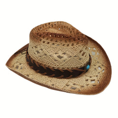 Straw Beach Sun Hat Lightweight Western Cowboy Hat For Men Women