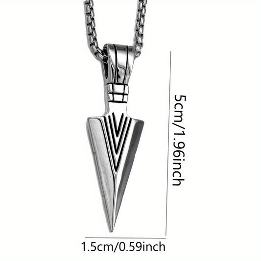 Men's Spearhead Pendant Necklace Street Hip hop Stainless Steel Sweater Chain