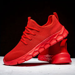 Red Lace Mesh Running Shoes for Women