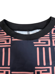 Geometric Print Crew Neck Slim Dress
