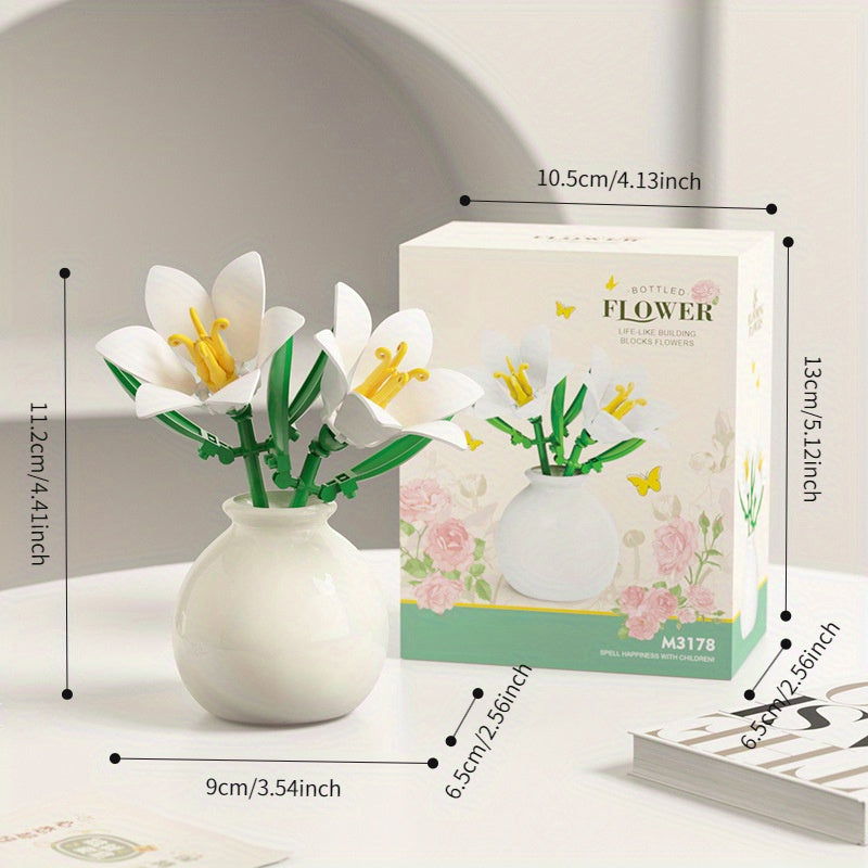 Building Block Flower Arrangement with Vase - Home Furnishing Toy Ornament