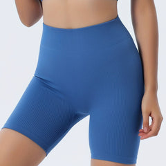 Ribbed High Waist Control Yoga Shorts for Women