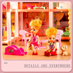 4 Floor Princess Playhouse Dollhouse w/ 11 Rooms Pretend Play Toy