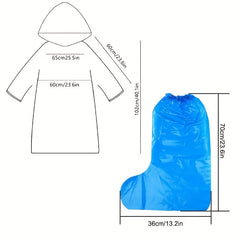 Shoe Covers & Rain Ponchos - 3 Pairs Boot Covers & 3 Emergency Raincoats