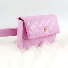 Casual Quilted Square Waist Bag For Girls