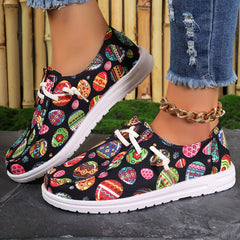 Easter Eggs Print Canvas Slip-on Shoes Lightweight & Comfortable