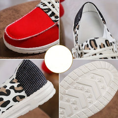 Leopard Print Canvas Slip On Sneakers Casual Loafers