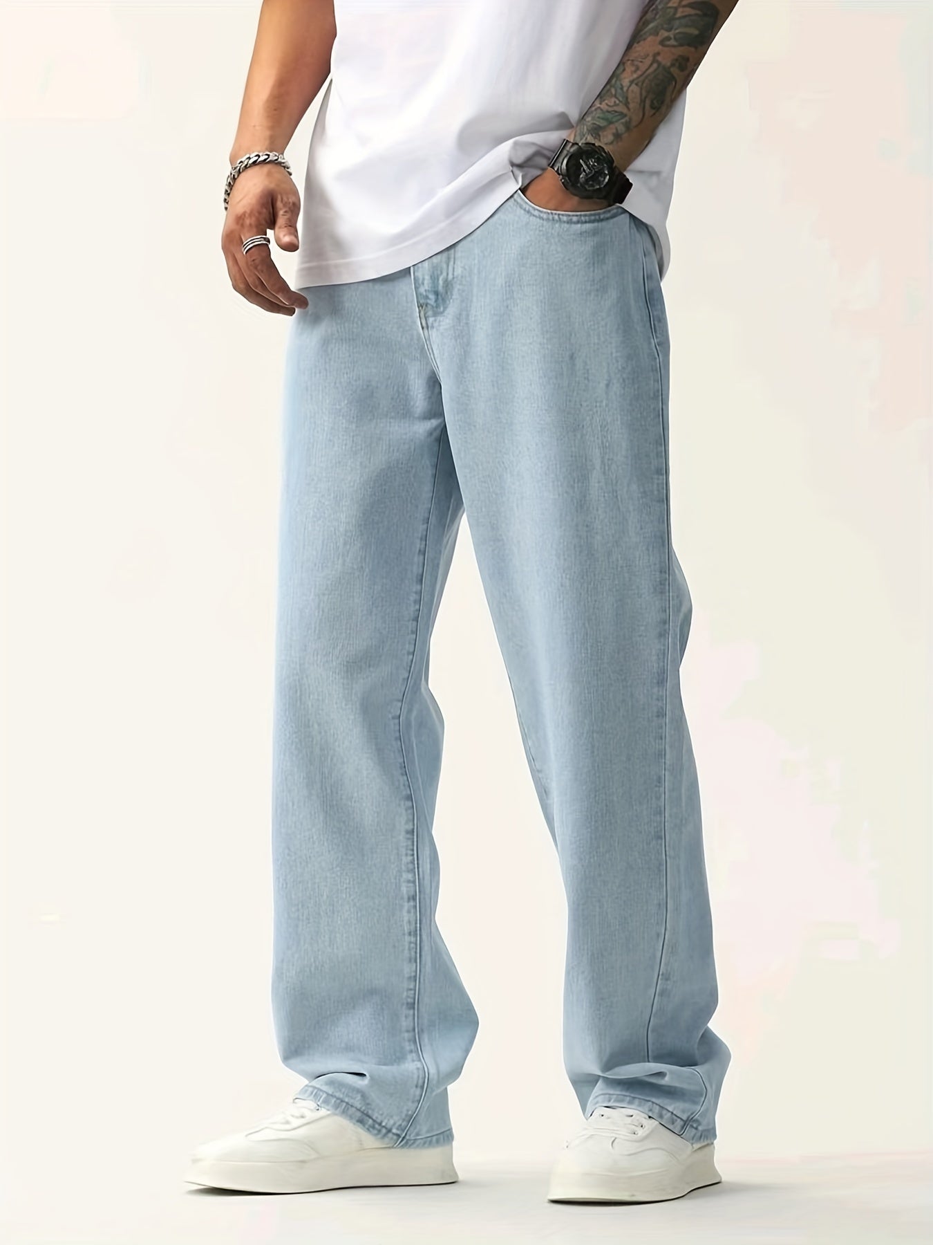 Men's Light Straight Leg Cotton Jeans