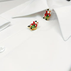 Stylish Santa Claus Shirts with Decorative Rhinestone Buttons
