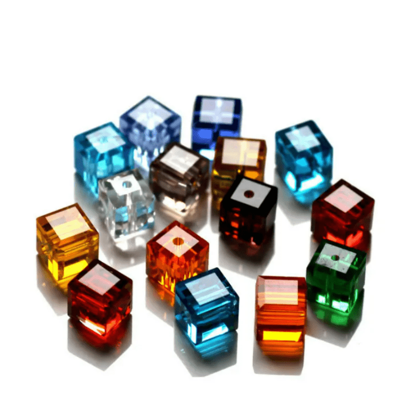 50pcs Mixed Crystal Cube Beads for DIY Jewelry Making 6x6mm