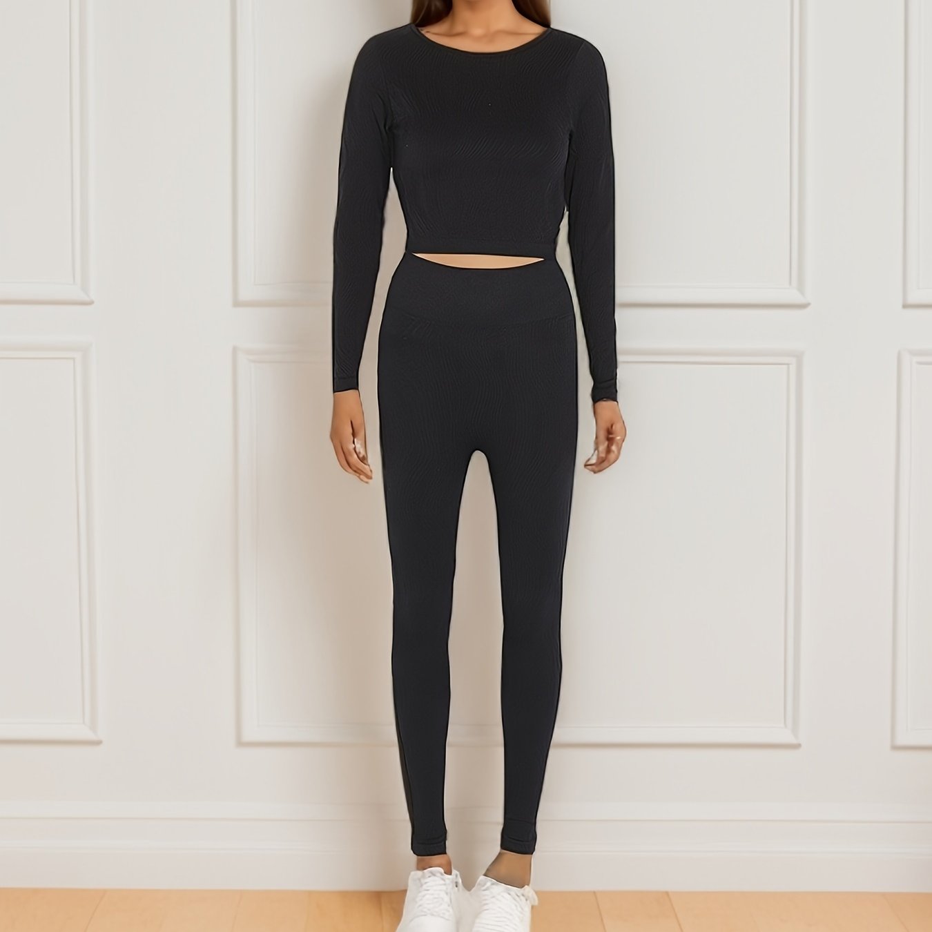 Yoga Set Long Sleeve Crop Top & Slimming Pant Sports Suit