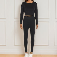 Yoga Set Long Sleeve Crop Top & Slimming Pant Sports Suit