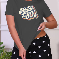 Cozy Letter Print Crew Neck Top