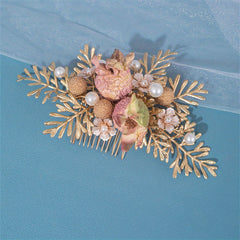 Girl's Christmas Hair Comb Faux Pearl Flower Insert Clip Headdress