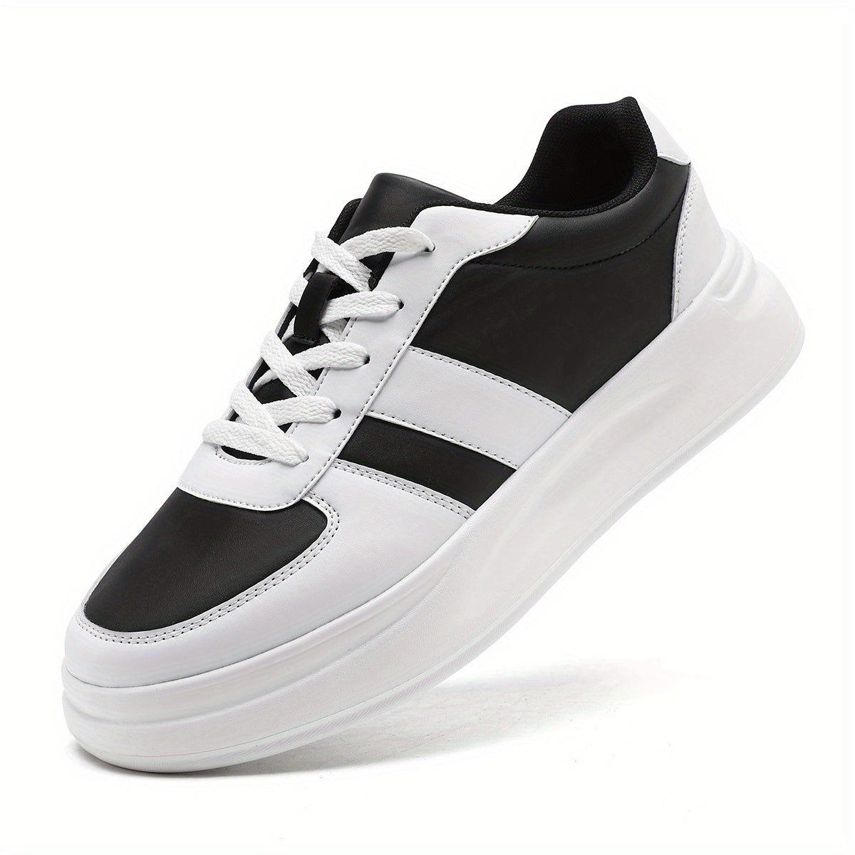 Men's Block Low Top Lace up Skate Shoes Outdoor Anti skid Platform Walking Shoes