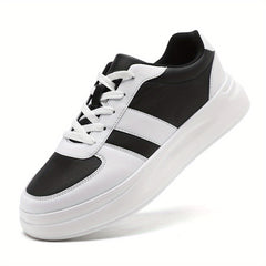 Men's Block Low Top Lace up Skate Shoes Outdoor Anti skid Platform Walking Shoes