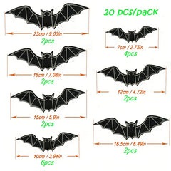 20pcs Luminous 3D Bat Stickers Waterproof Spooky Bats Room Decor