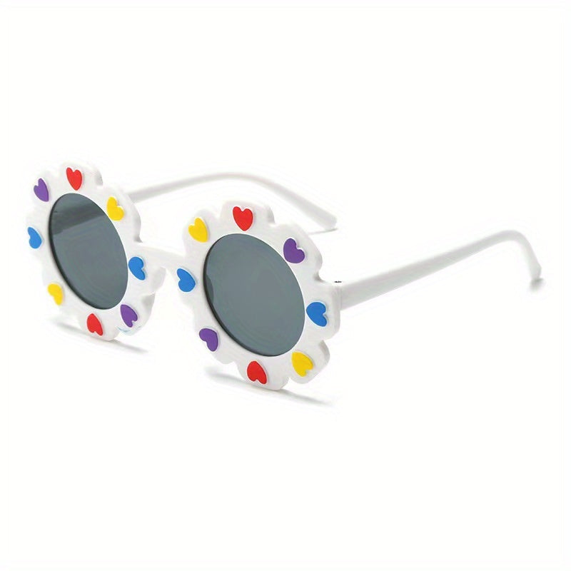 Children's Heart-shaped Decorative Flowers Sunglasses UV Protection
