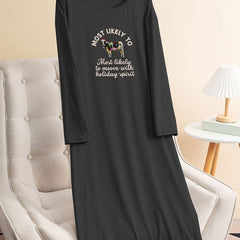 Christmas Lounge Dress Women's Plus Christmas Cow Print