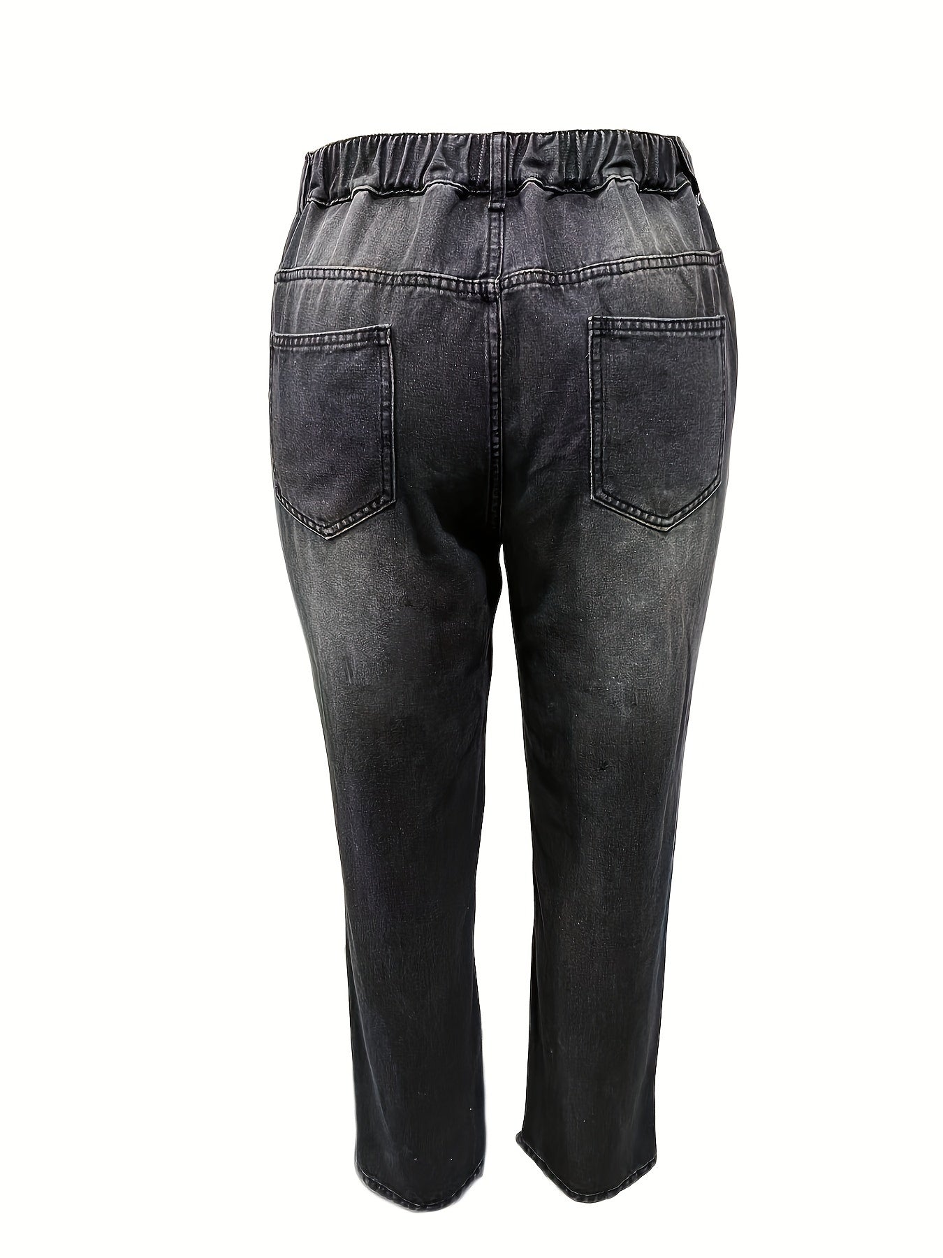 Women's Plus Ripped High Rise Tapered Leg Jeans