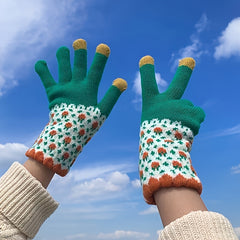 Pair of Touch Screen Gloves Winter Thickened Warm Knitted Riding Gloves