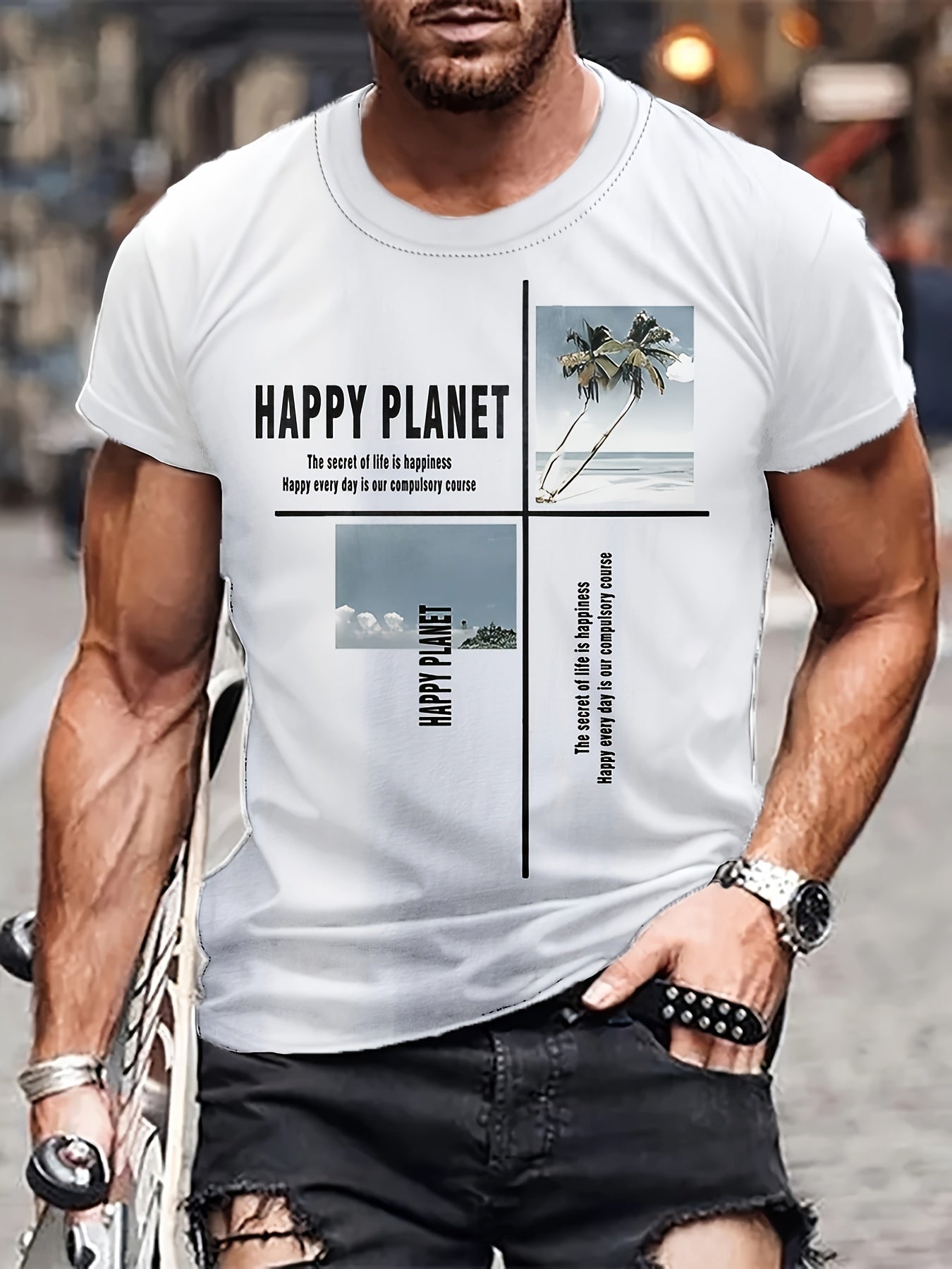 Beach Pattern T shirt Men's Street Style Tee Shirt For Summer