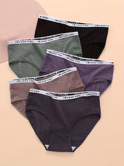 5 Pack Plus Size Panties Set Women's Plus Comfort Textured