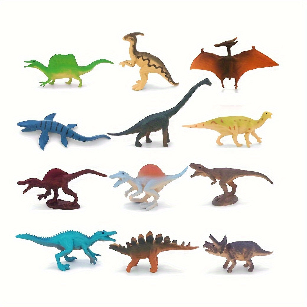 12pcs Dinosaur Simulation Models Rubber Sandbox Toys