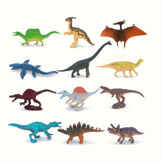 12pcs Dinosaur Simulation Models Rubber Sandbox Toys