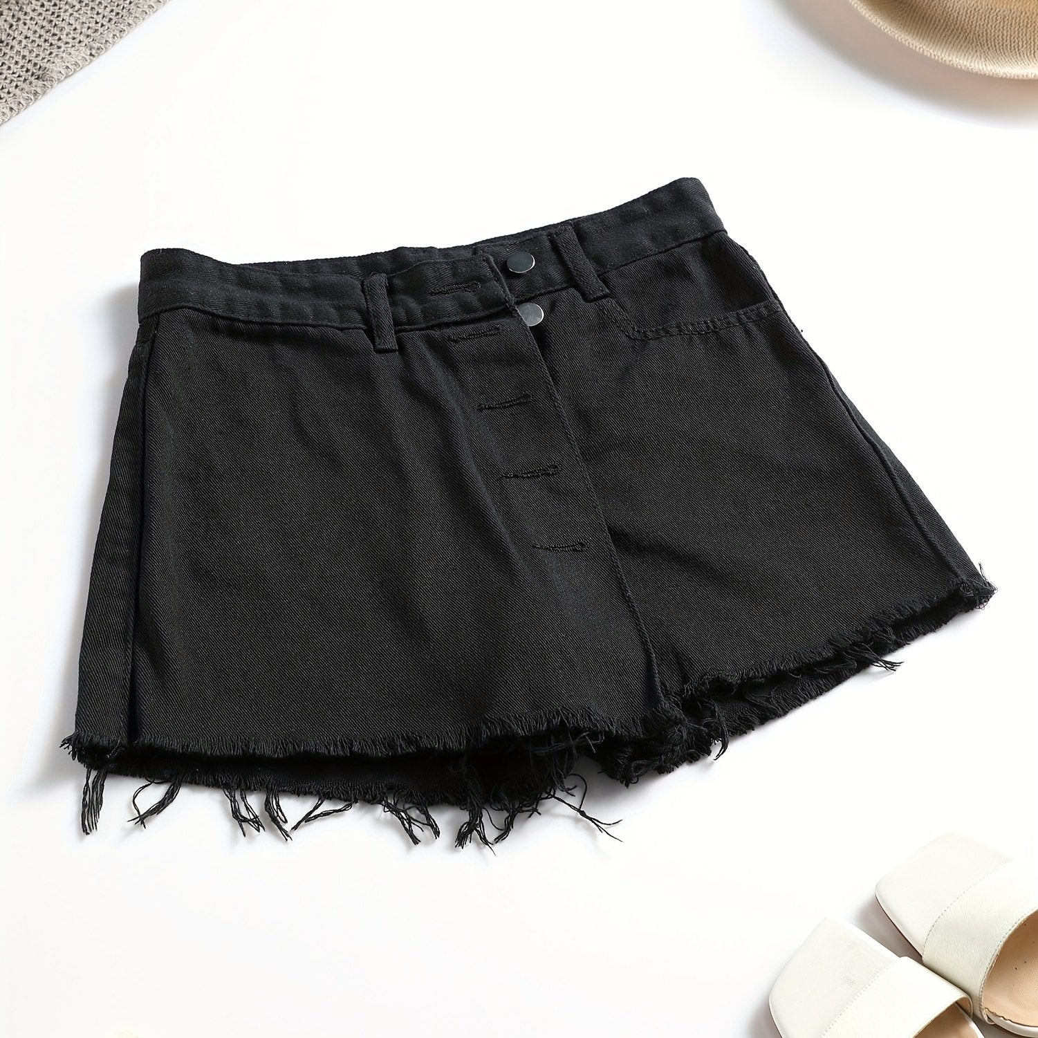 Toddler Girls Preppy Style Raw Trim Denim Skirt Pants