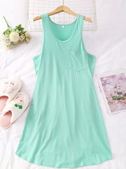 3 Pack Plus Size Nightdress Set Women's Plus Solid Round Neck