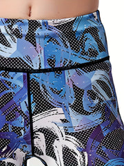 Graffiti Print High Waist Yoga Pants